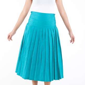 Emerald Pleated Long Skirt